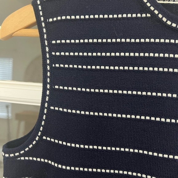ST. JOHN Striped Crew Neck Crop Top - Size S - Picture 3 of 8